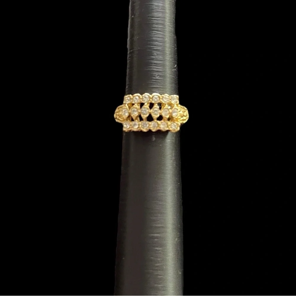 Vintage Gold Tone & Crystal Rectangular Women’s Pinky Ring - 4 for $30